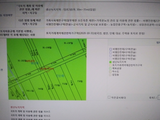 지적공부 상 생산녹지 지적도