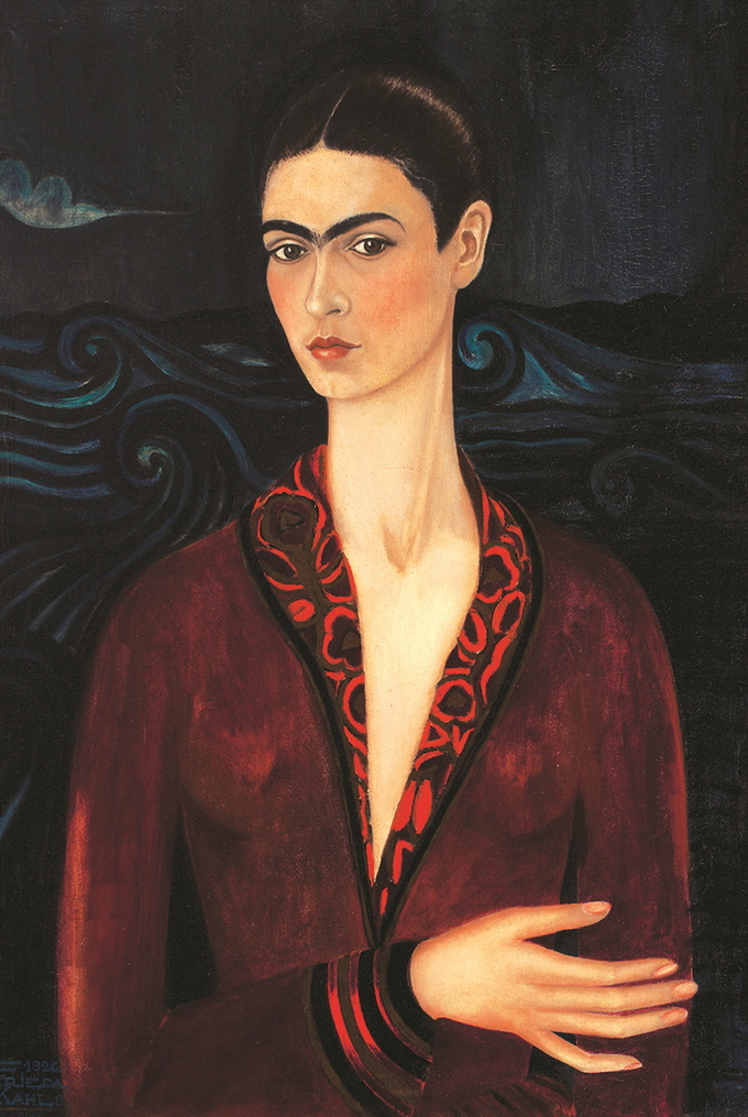 벨벳 드레스를 입은 자화상_Self-portrait wearing a velvet dress, 1926, Oil on canvas, 12.5x17cm