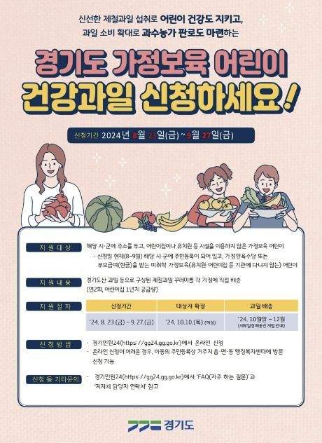 의왕시, 가정보육 어린이 '건강과일' 지원... 23일부터 접수