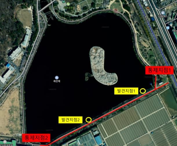 AI 확진된 큰기러기 폐사체 발견 지점.