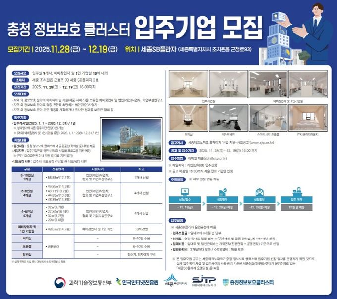 충청 정보보호 클러스터 입주기업 모집