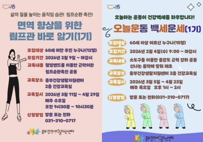 시흥시보건소 중부건강생활지원센터, 지역주민 대상 신체활동 프로그램 운영