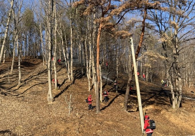 청양산불 진화모습