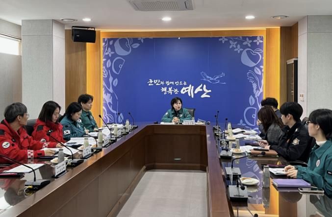 산림 인접 의료기관 산불대피 도상훈련 모습