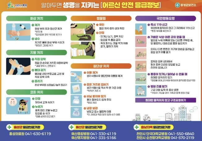 홍성군, 경로당에 ‘어르신 안전 응급정보’ 포스터 게시